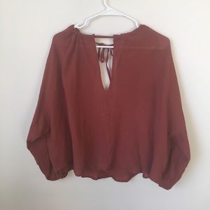 Hackwith drawstring top in rust, xs/s
